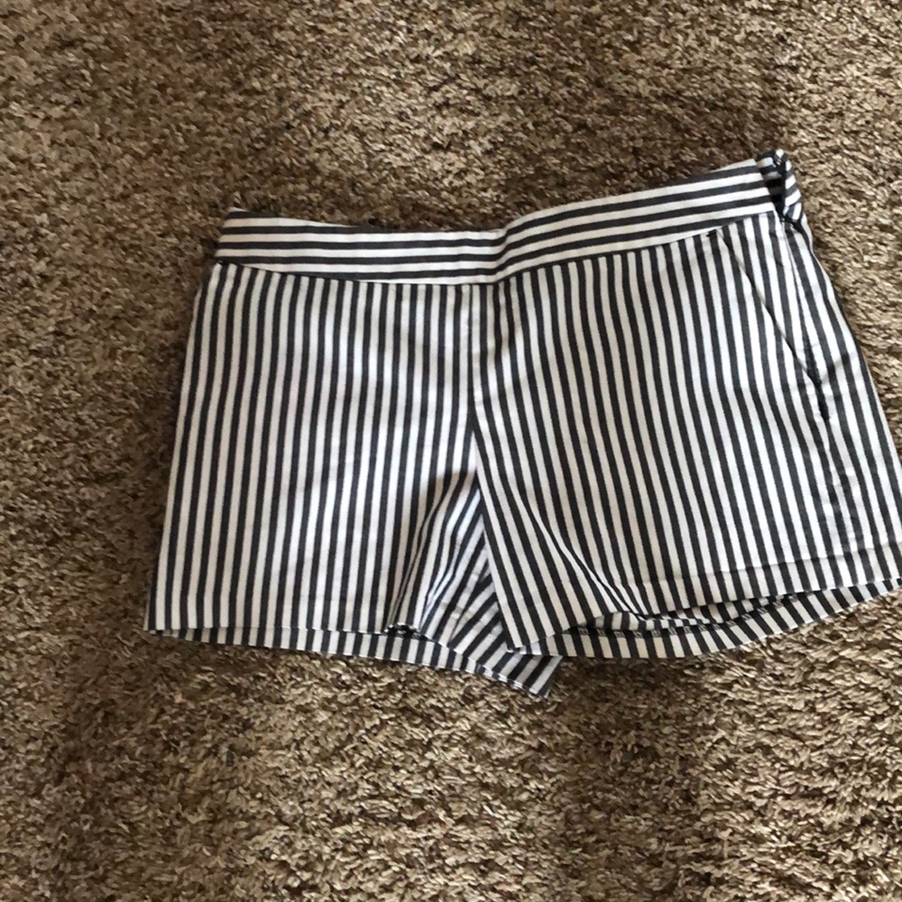 Black and white striped shorts